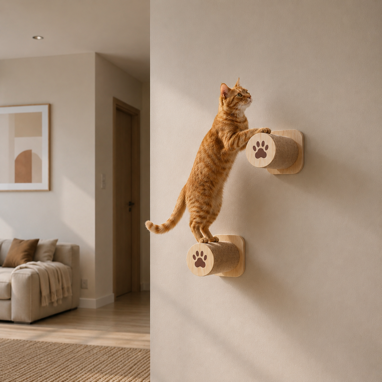PetNova Solid Wood Wall-Mounted Cat Shelf House
