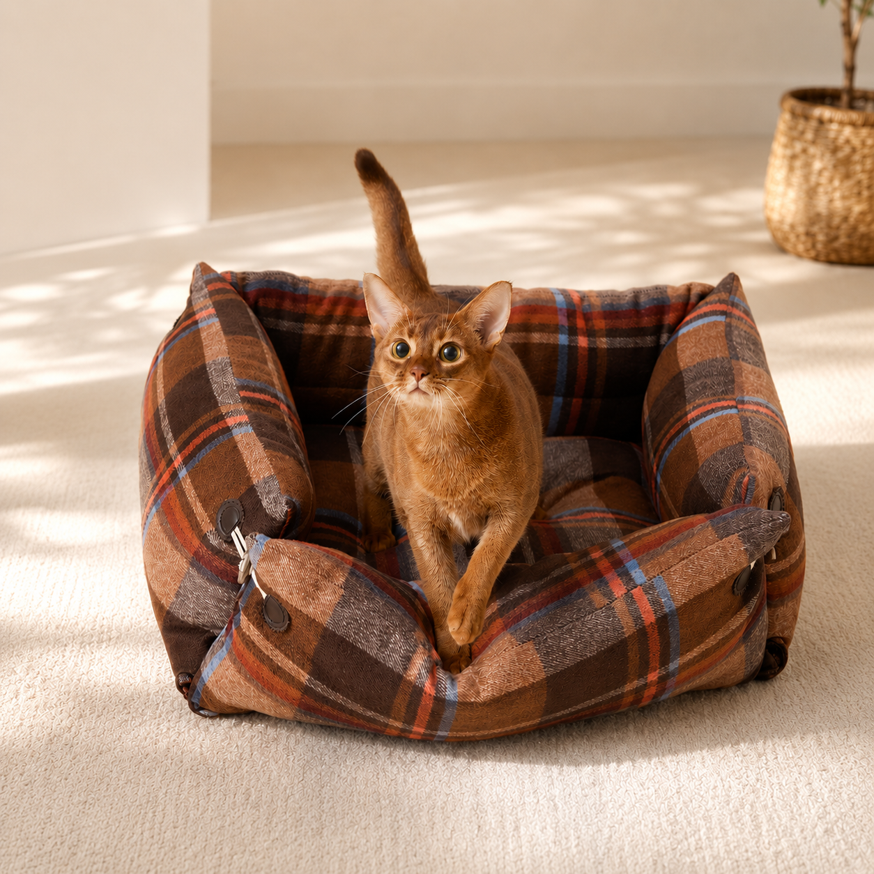 PetNova Tartan Pet Bed for Cats & Dogs