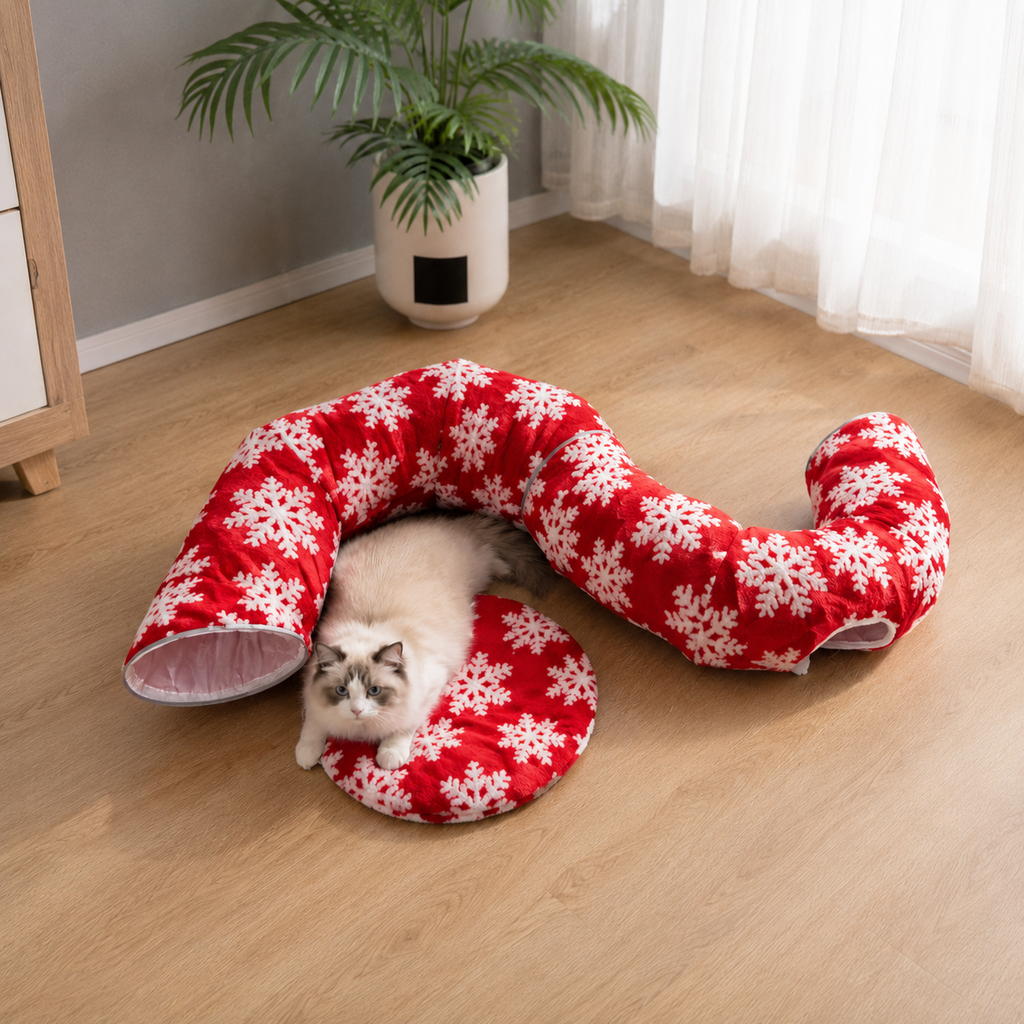 PetNova Christmas Donut Cat Tunnel Bed