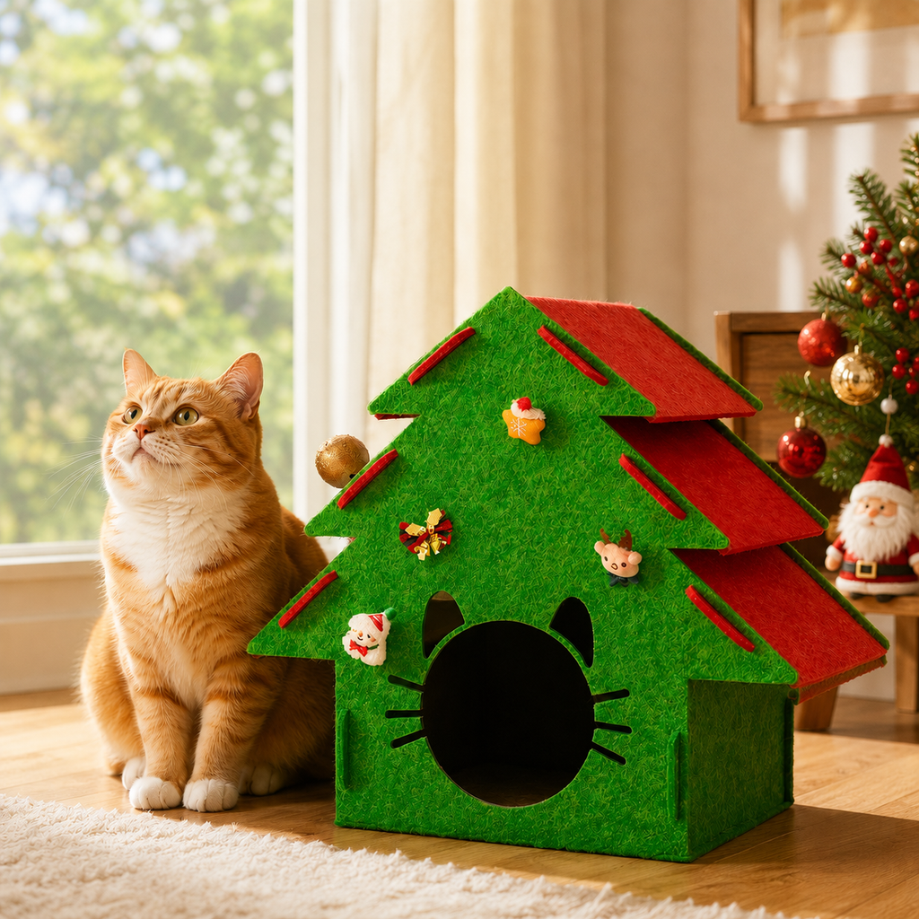 PetNova Christmas Tree Felt Cat House
