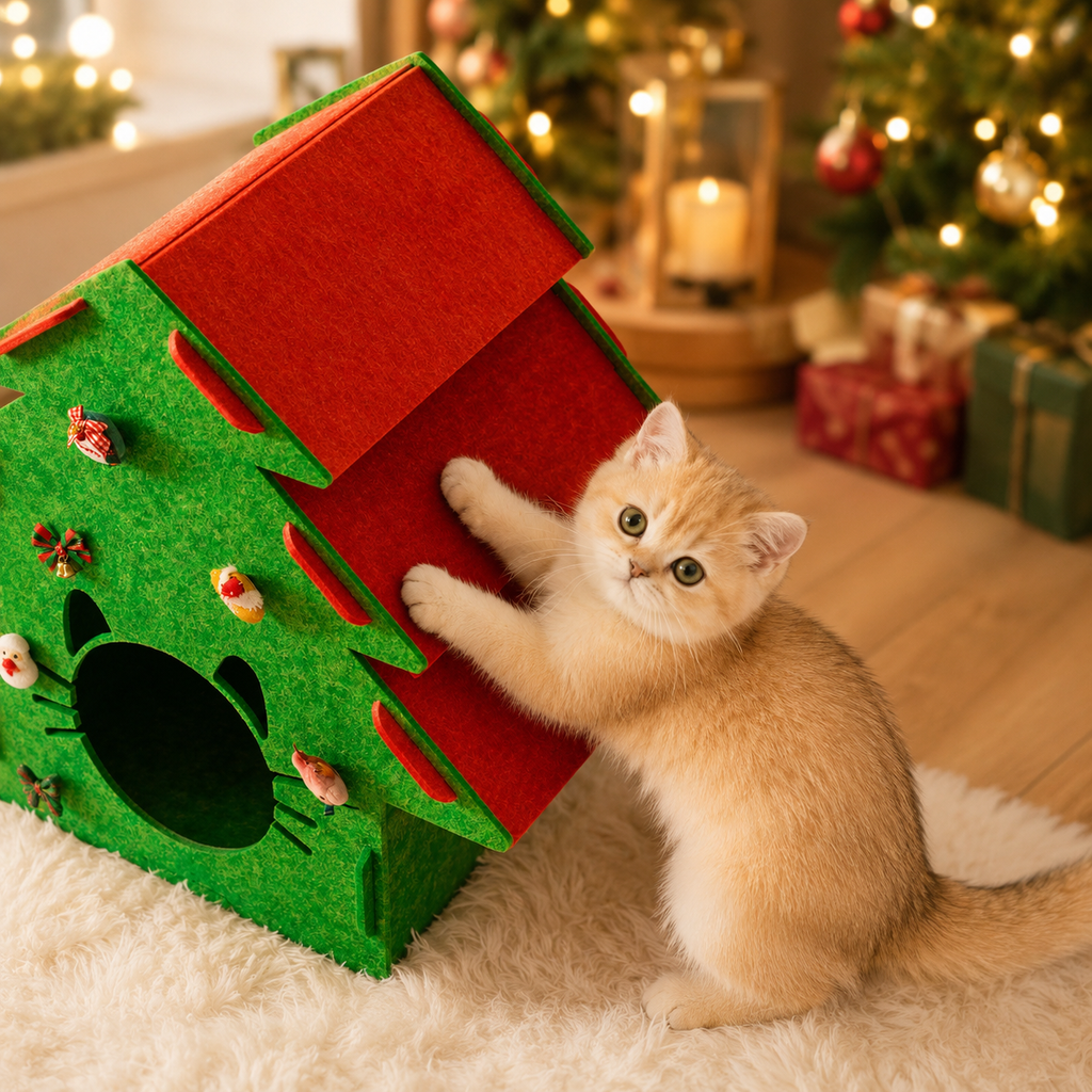 PetNova Christmas Tree Felt Cat House