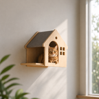 PetNova Solid Wood Wall-Mounted Cat Shelf House