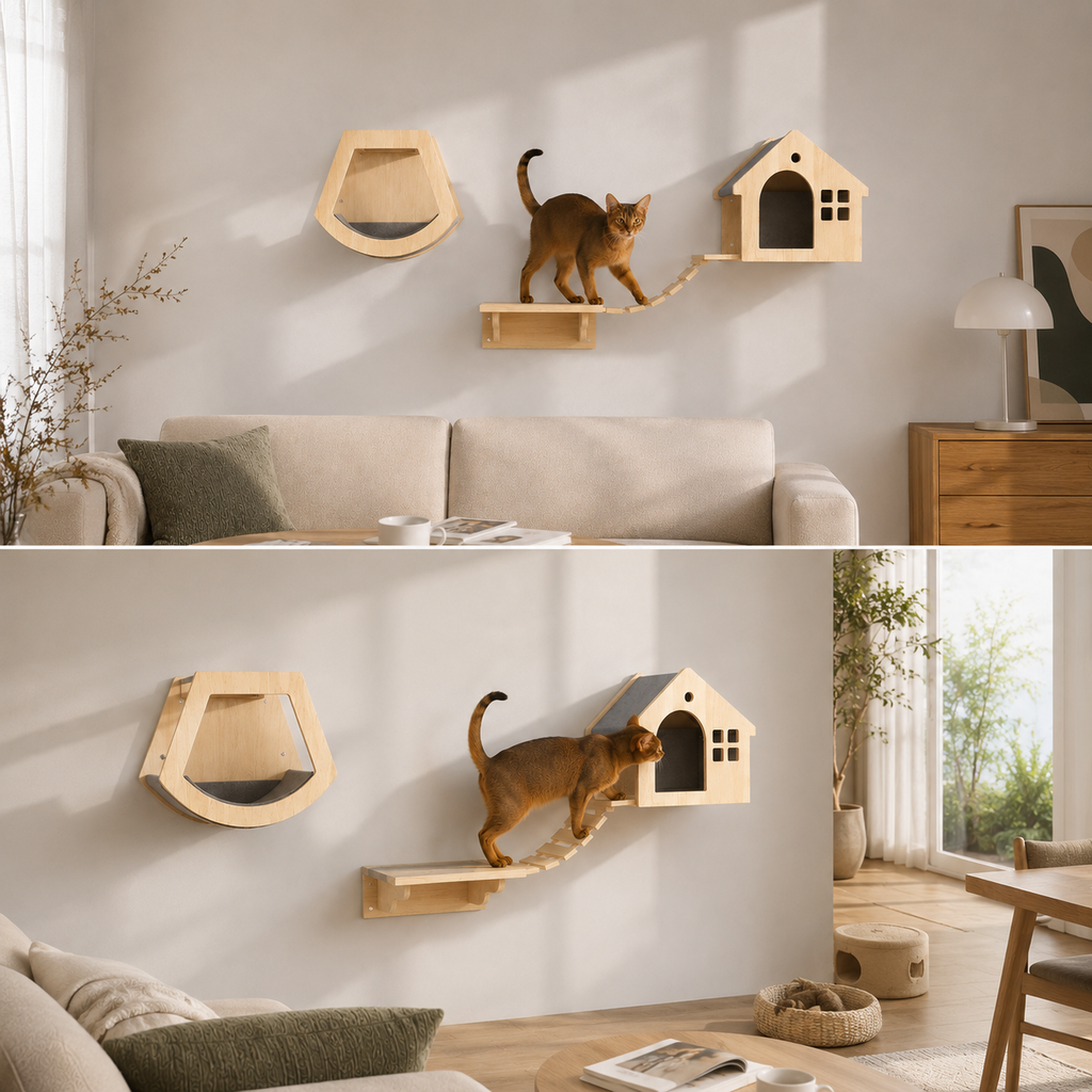 PetNova Solid Wood Cat Wall Playground Set