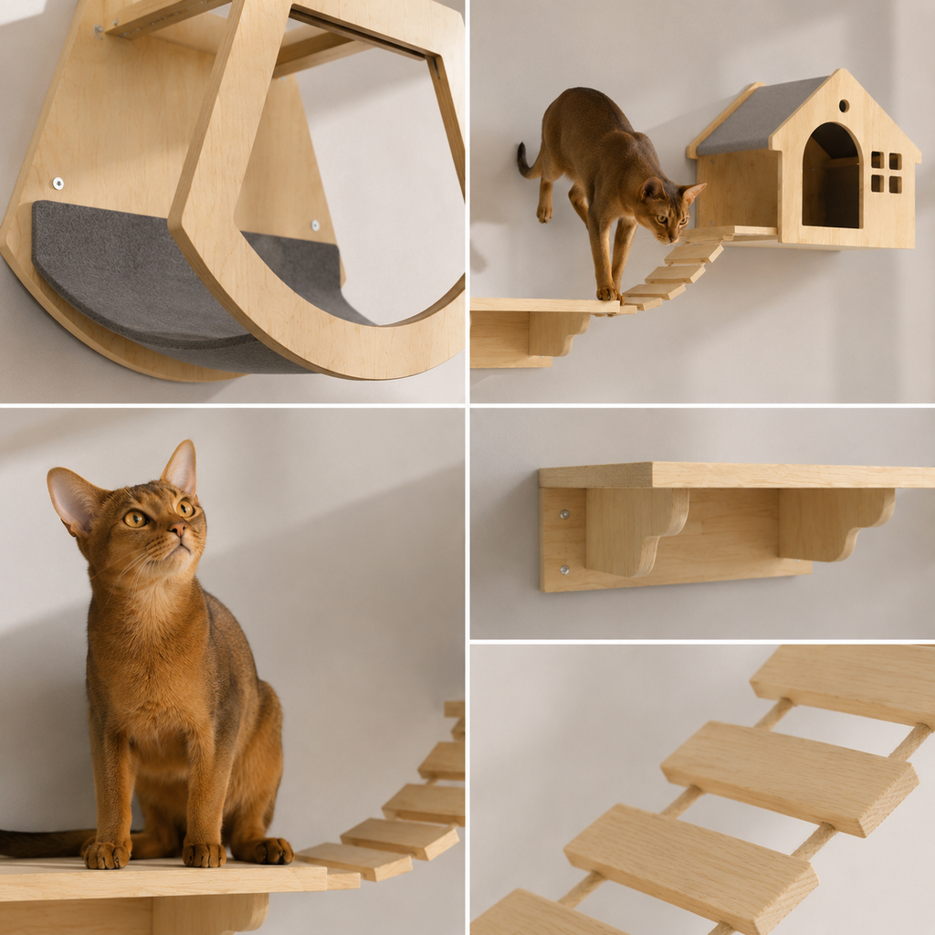 PetNova Solid Wood Cat Wall Playground Set
