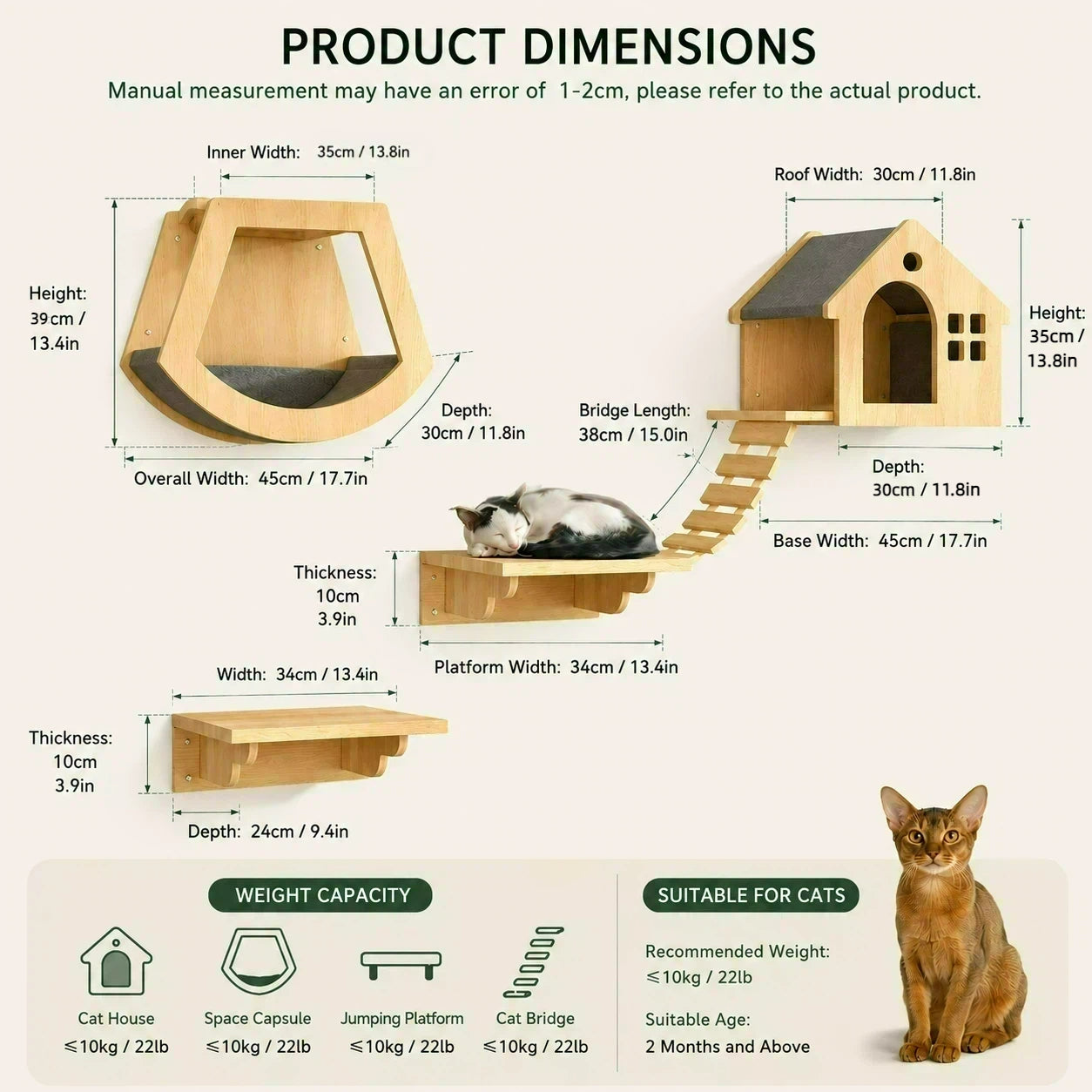 PetNova Solid Wood Cat Wall Playground Set