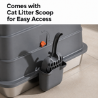 PetNova 3-in-1 Stainless Steel Top Entry Cat Litter Box