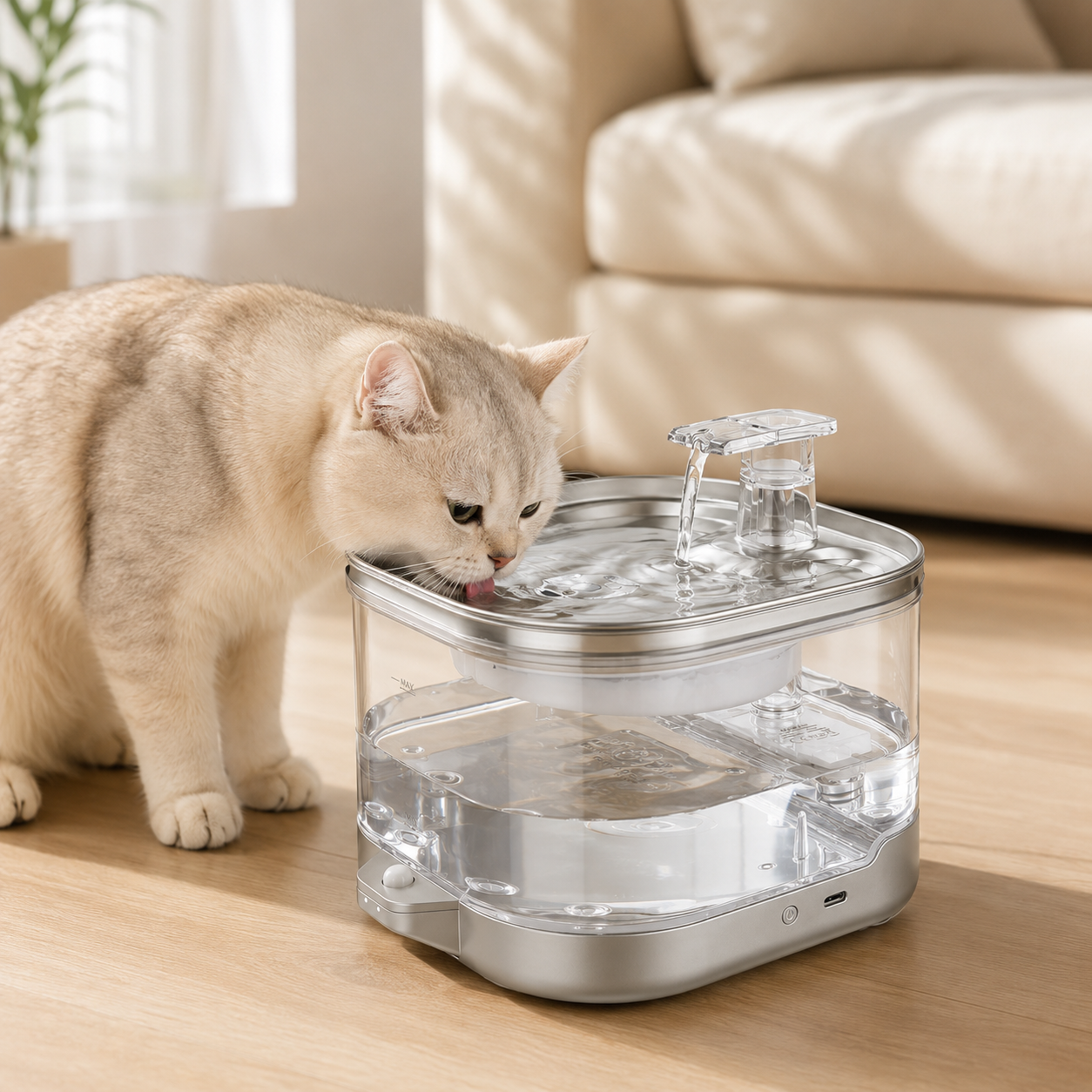 PetNova Automatic Stainless Steel Cat Water Fountain 2L