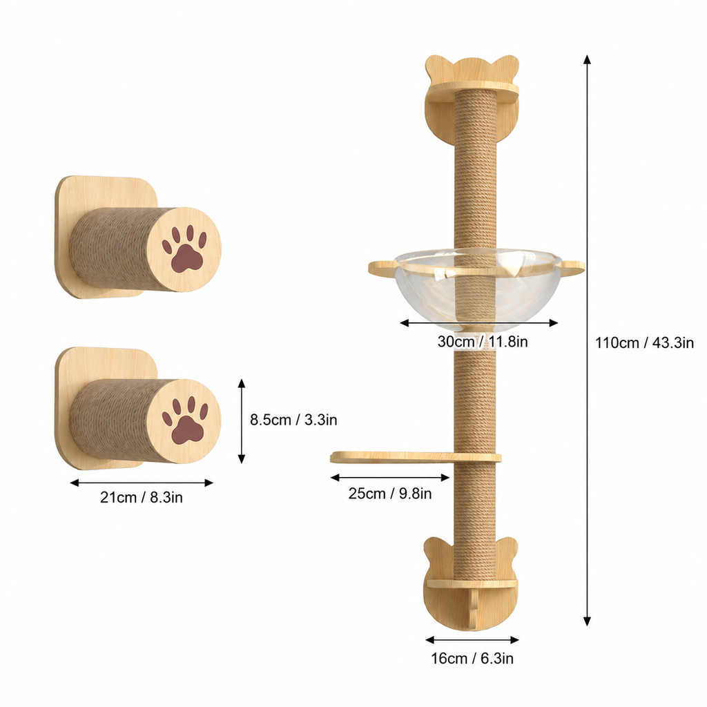 PetNova Solid Wood Wall-Mounted Cat Shelf House