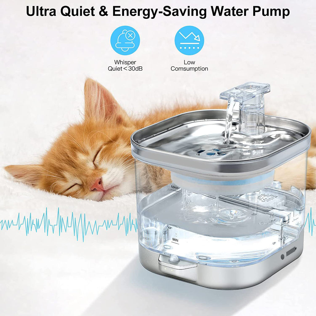 PetNova Automatic Stainless Steel Cat Water Fountain 2L