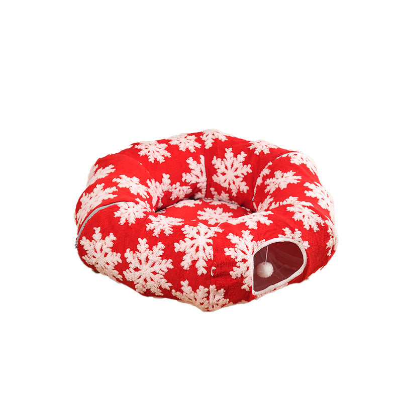 PetNova Christmas Donut Cat Tunnel Bed