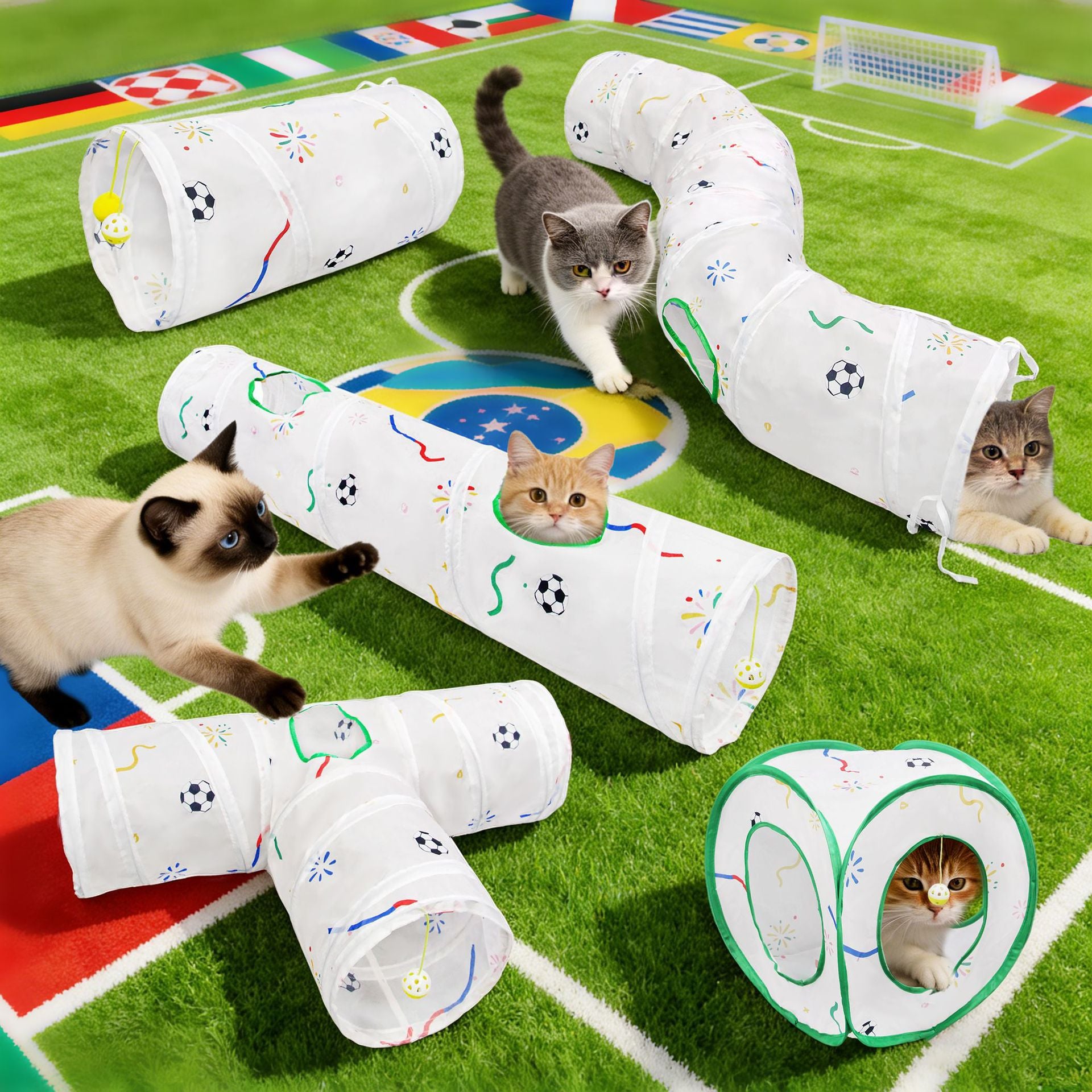 PetNova World Cup Soccer Field Cat Tunnel