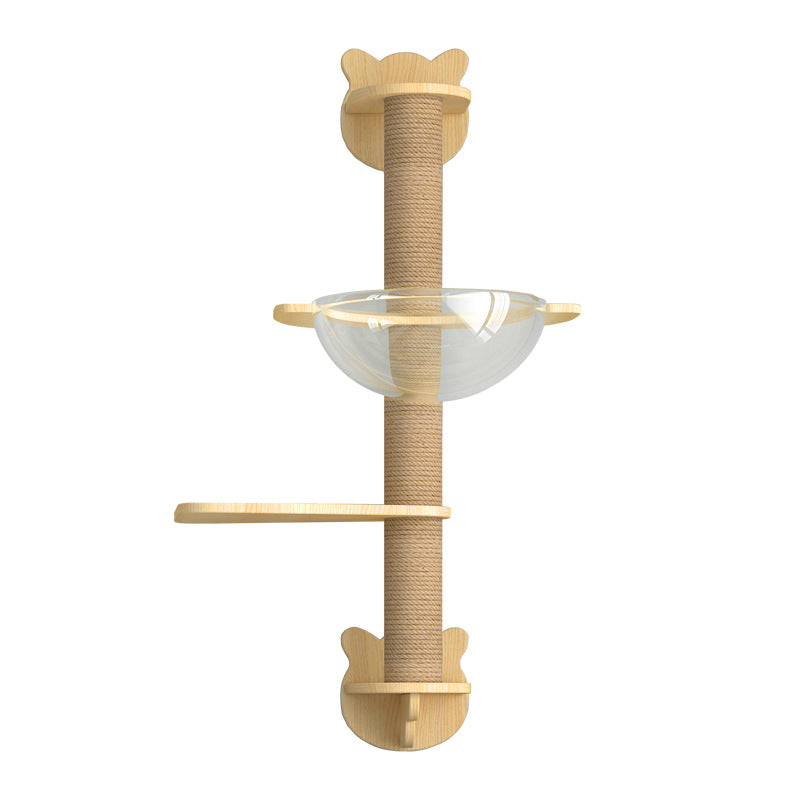 PetNova Solid Wood Wall-Mounted Cat Shelf House